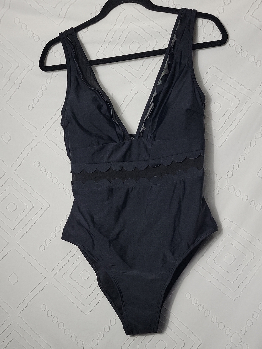 Cupshe Black Scalloped One-Piece Swimsuit